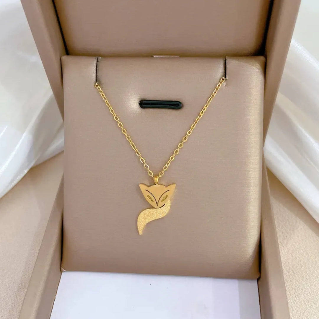 Golden Fox Charm Necklace