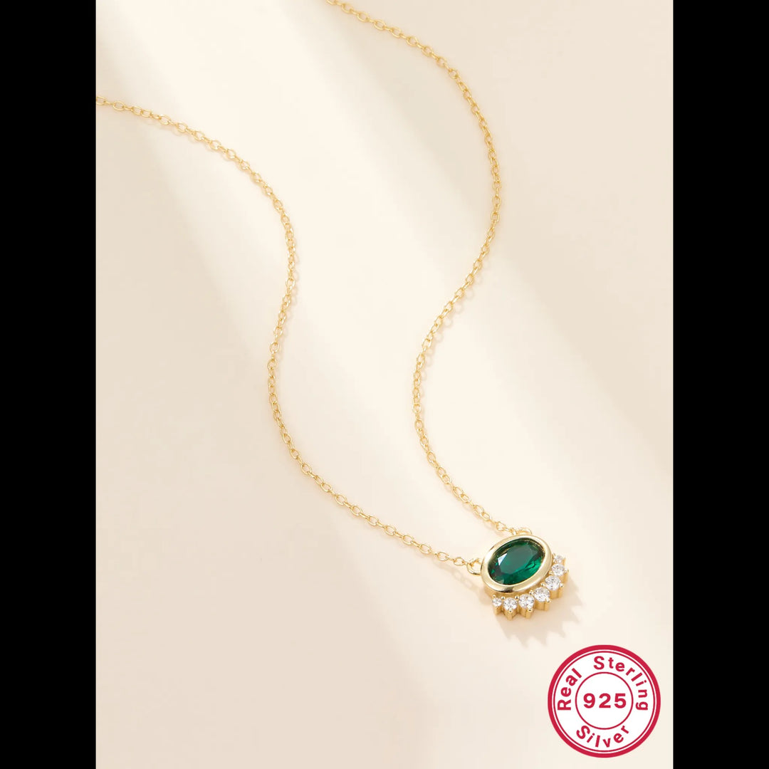 Green Oval Pendant Necklace