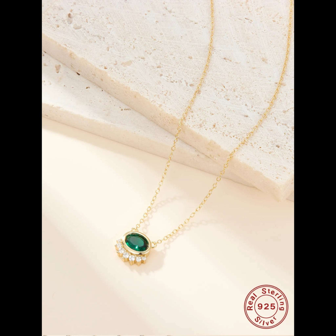 Green Oval Pendant Necklace