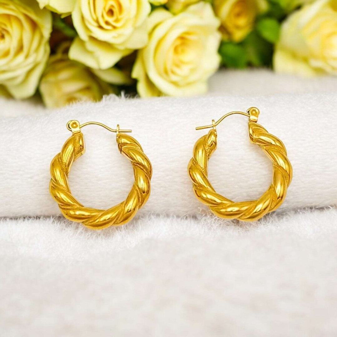 Golden Twist Hoops