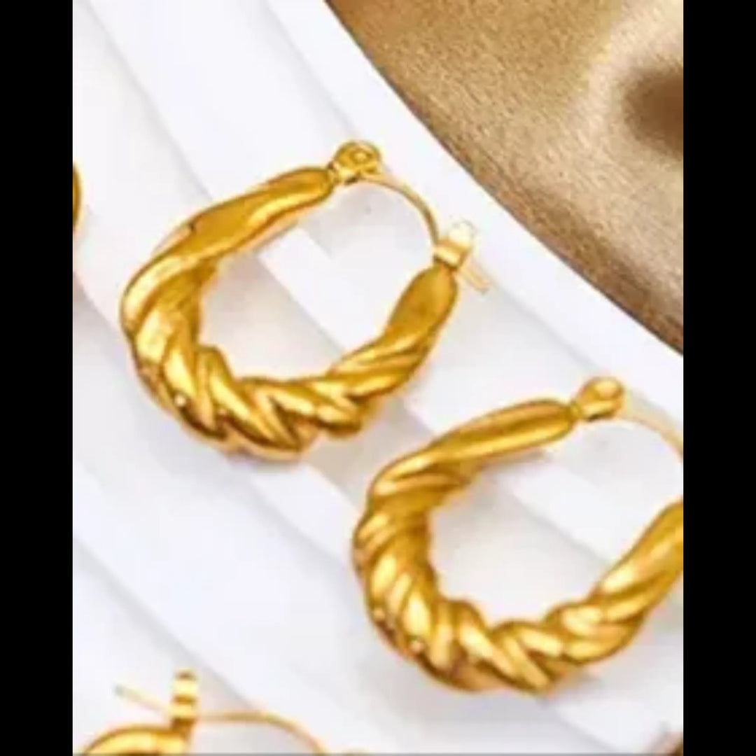 Golden Twist Hoops