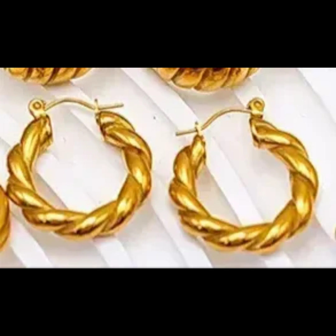 Golden Twist Hoops