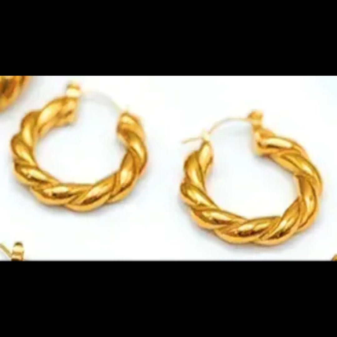 Golden Twist Hoops