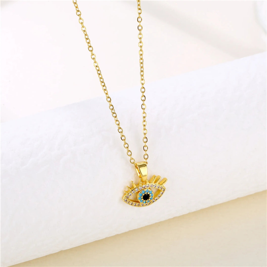 Evil's Eye Zircon Pendant Necklace