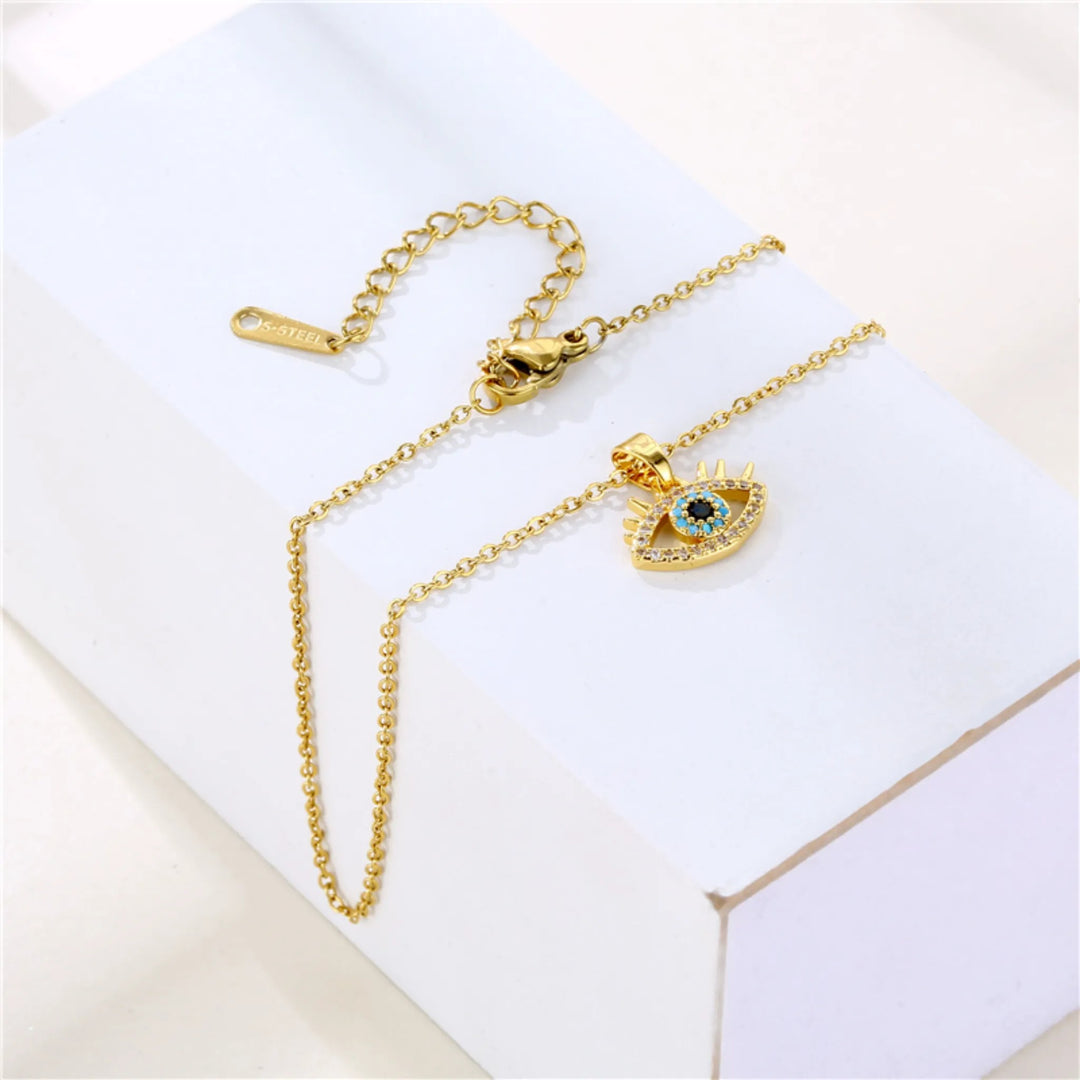 Evil's Eye Zircon Pendant Necklace