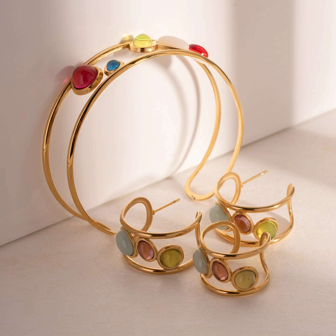 Rainbow Gem Hoops